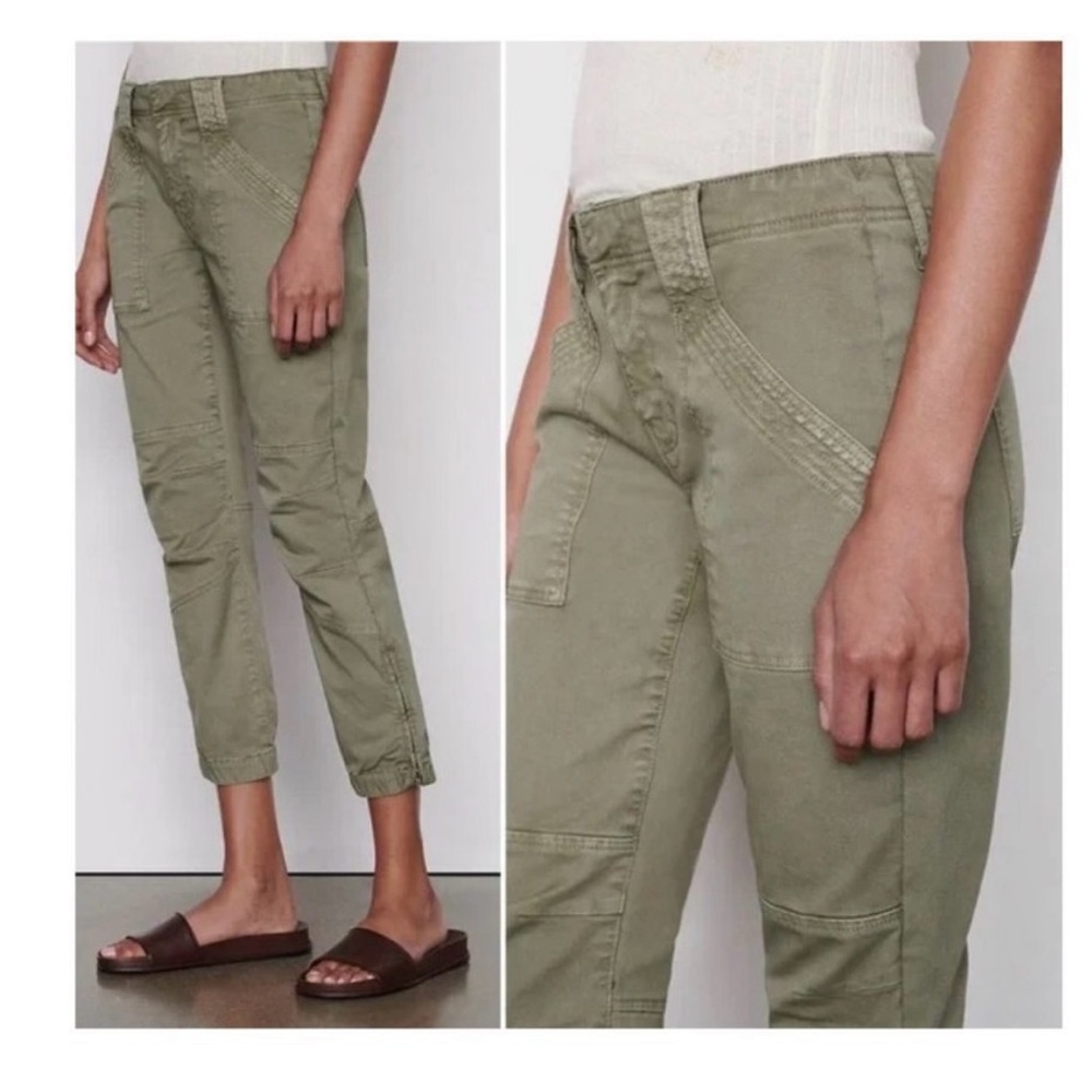 FRAME Trapunto Moto Cropped Cuffed Pants in Washed Aloe Green - Women’s Size 29 - Picture 3 of 12